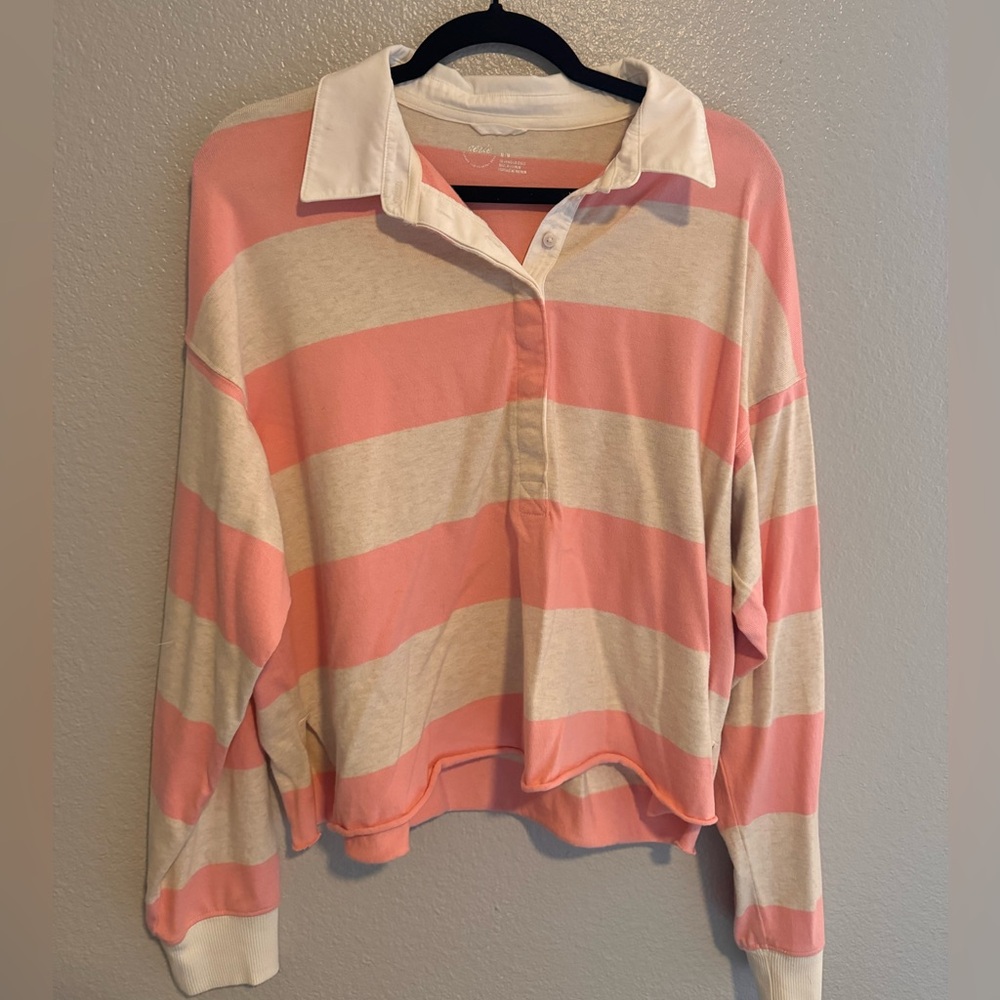 Aerie pink striped rugby shirt
